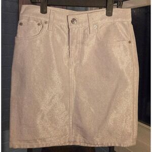 Vintage Y2K Ralph Lauren Metallic Denim Mini Skirt 90's Shimmer Made In The USA.